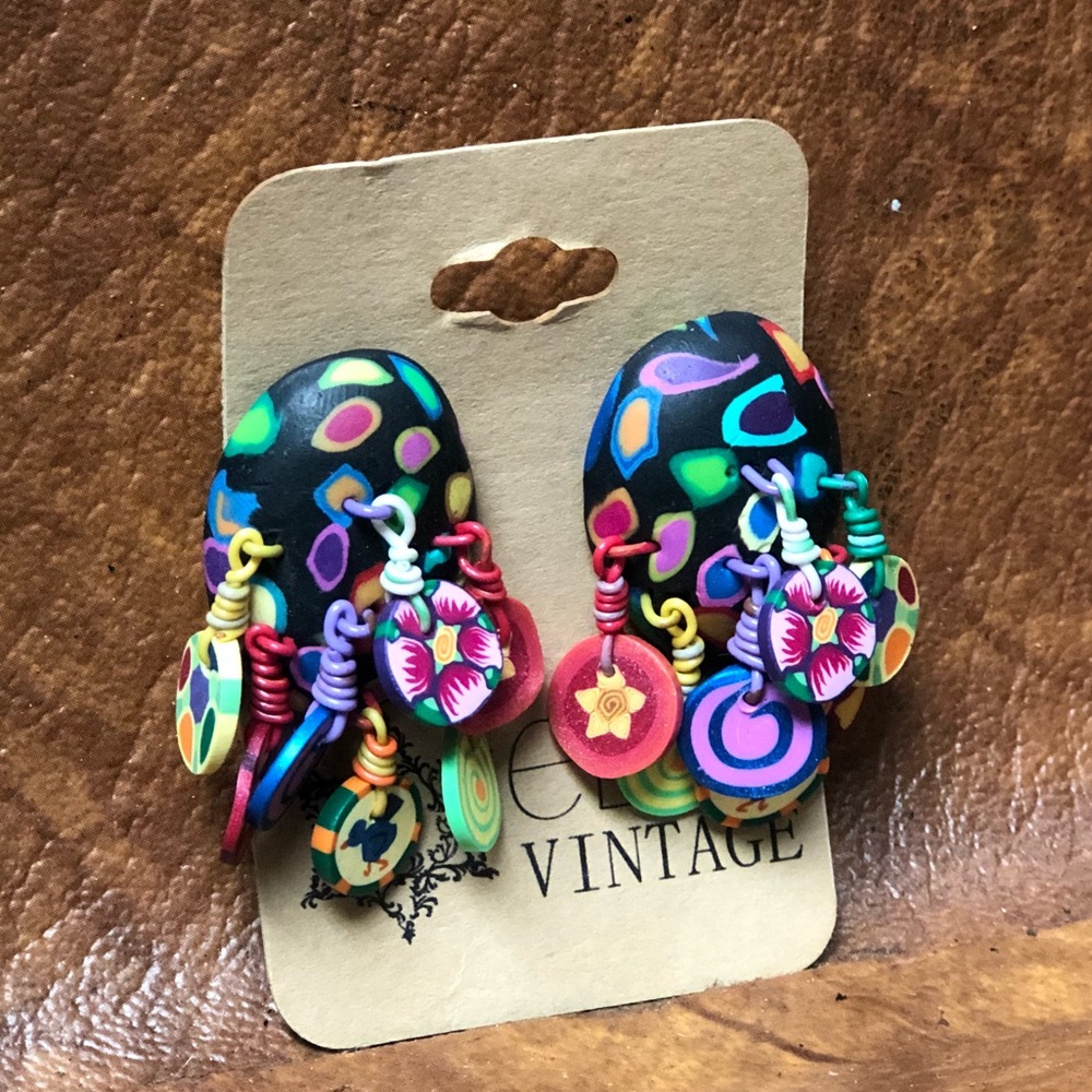 70s Vintage Multicolored Earrings